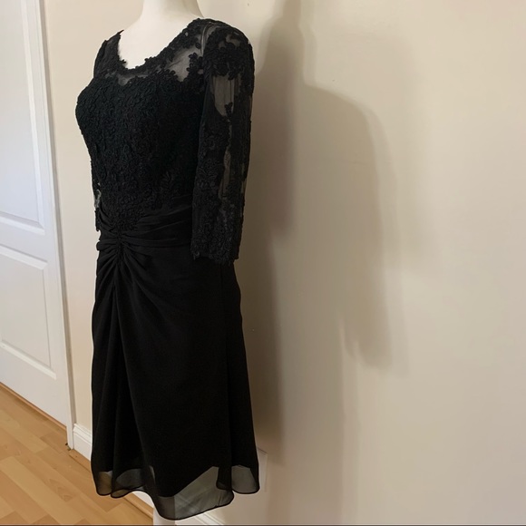 Women’s size 10. Black Dressy wedding cocktail dress . Chiffon ruching at waist. - Picture 5 of 7